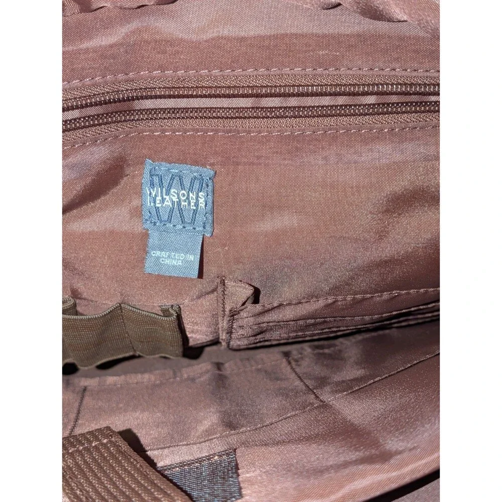 Wilson Leather Brown Messenger/Laptop Bag Buckle Zip Top Handle Outer Pockets